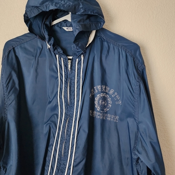 VINTAGE x UNIVERSITY OF WISCONSIN 70s nylon windbreaker in Navy XL‎ - Picture 7 of 11